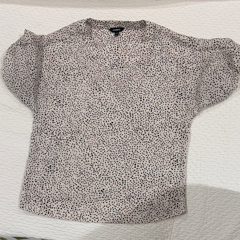 Express Black and White Speckled Blouse